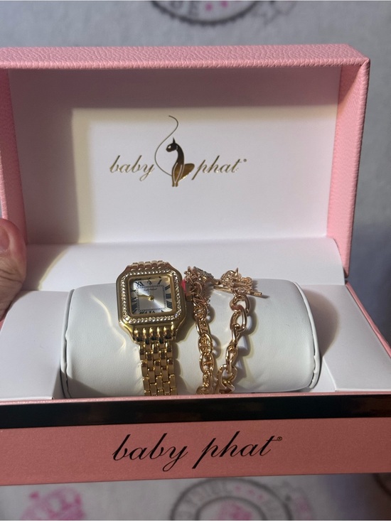 Baby Phat Jewelry - Baby Phat Gold-tone Watch and Chain Bracelet Set